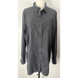 Pladra Women’s Trout Novelty Collar/Cuffs Button Up Cotton Gray Shirt Sz 1X